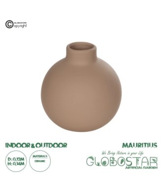 GloboStar® Artificial Garden MAURITIUS 21259 Διακοσμητικό Κεραμικό Βάζo ΚαφέΠ12 x Μ12 x Υ14 cm